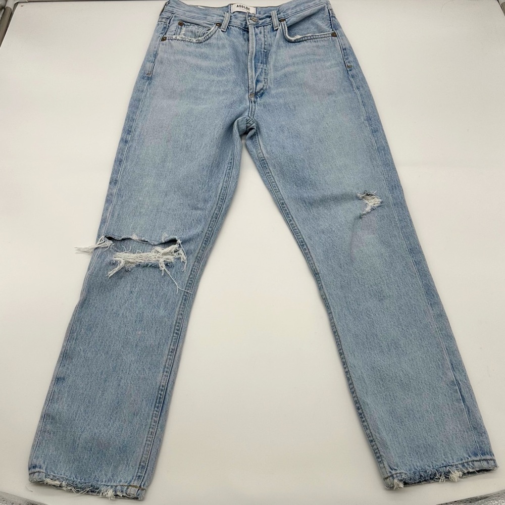 AGOLDE‎ Riley Hi Rise Straight Crop Jean Light Wash Size 25 - Picture 2 of 13